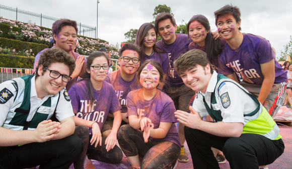 st john first aid at events volunteers with colour run participants