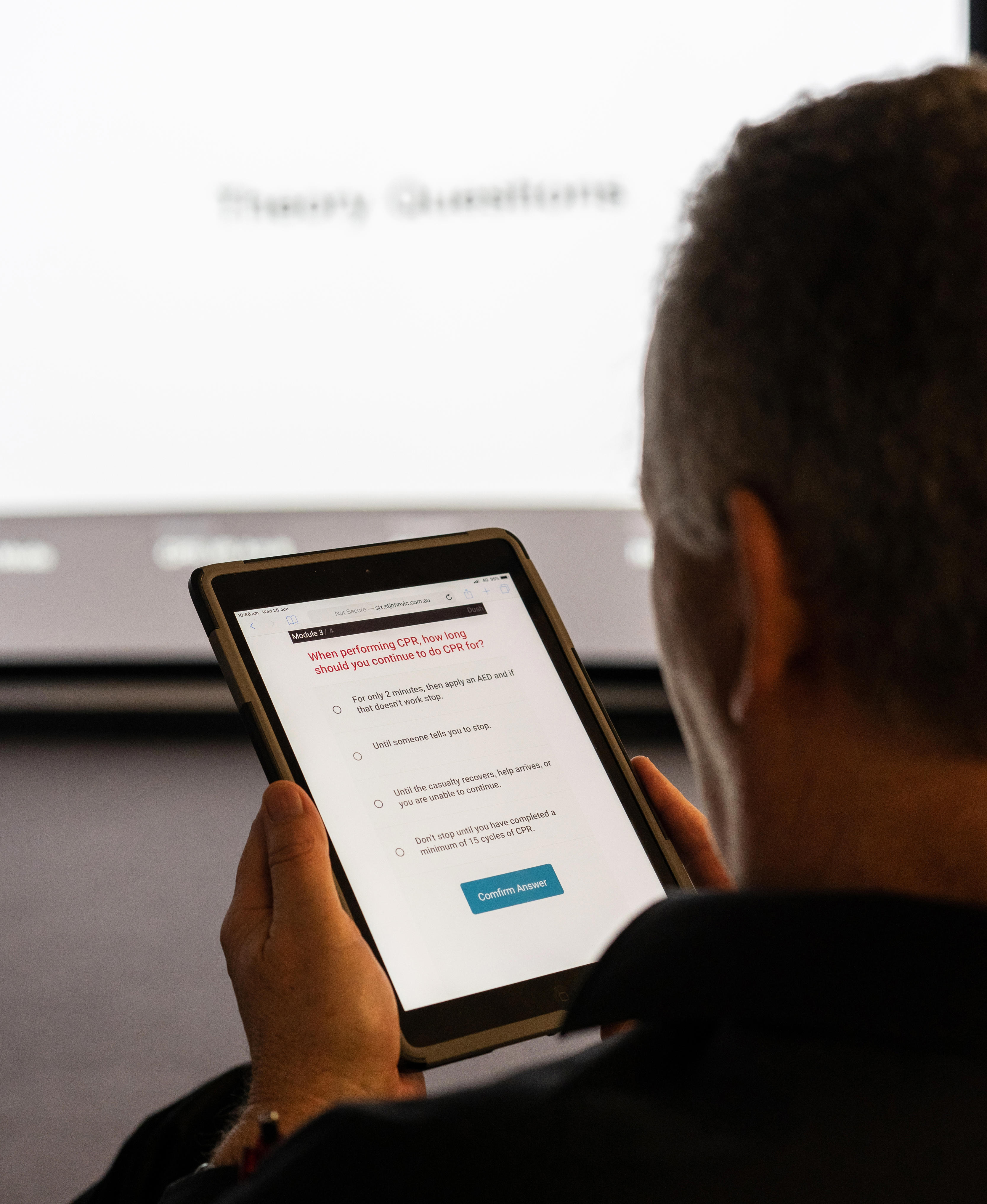 St John first aid training - digital questions testing