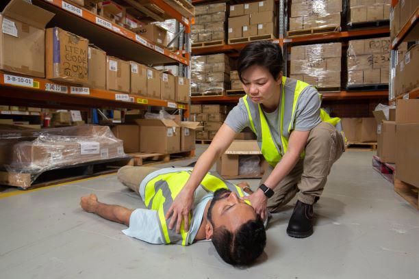 St John first aid in warehouse