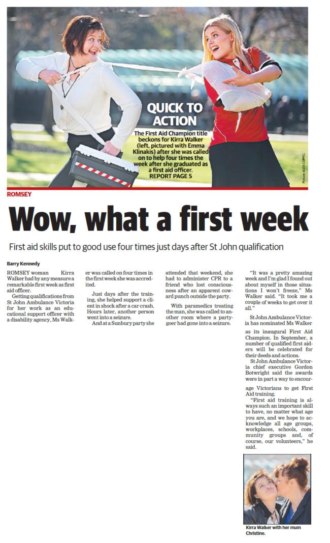 Sunbury Leader St John first aid skills put to good use