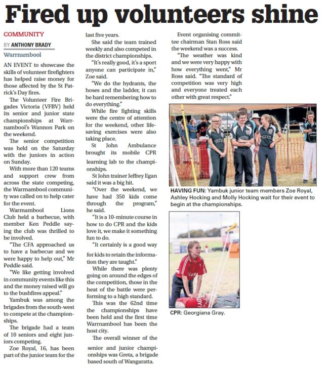 st john Warrnambool Standard Fired up volunteers shine