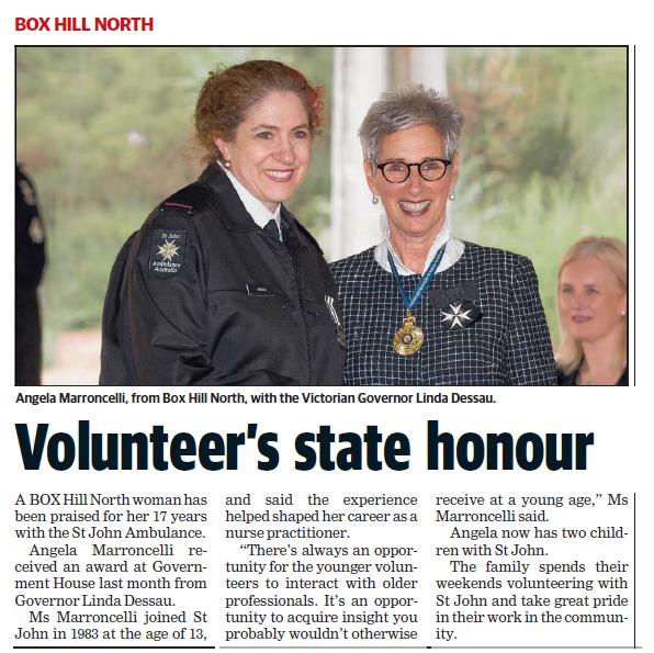 volunteer's state honour Monash Leader 21 Nov 17