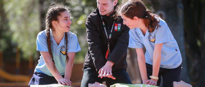 St John First Aid in Schools Program - children with presenter