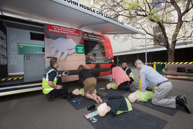 CPR Lab setup outdoors and taught by our CPR instructors