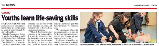 Youths Learn Life Saving Skills Moreland Leader 25October2016