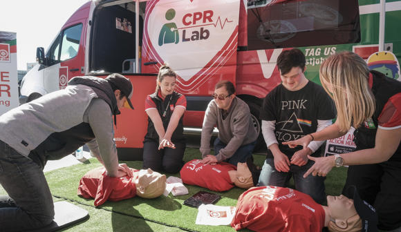 CPR Lab setup outdoors and taught to the public by our CPR instructors
