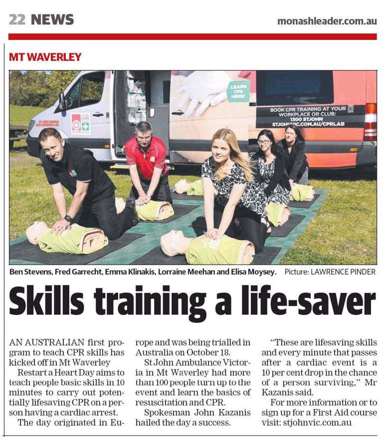 Skills Training A Life Saver Monash Leader 25October2016 