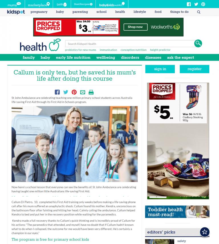 Kidspot Au Health Family Health First Aid Callum Is Only Ten But He Saved His Mums Life After Doing This Course 