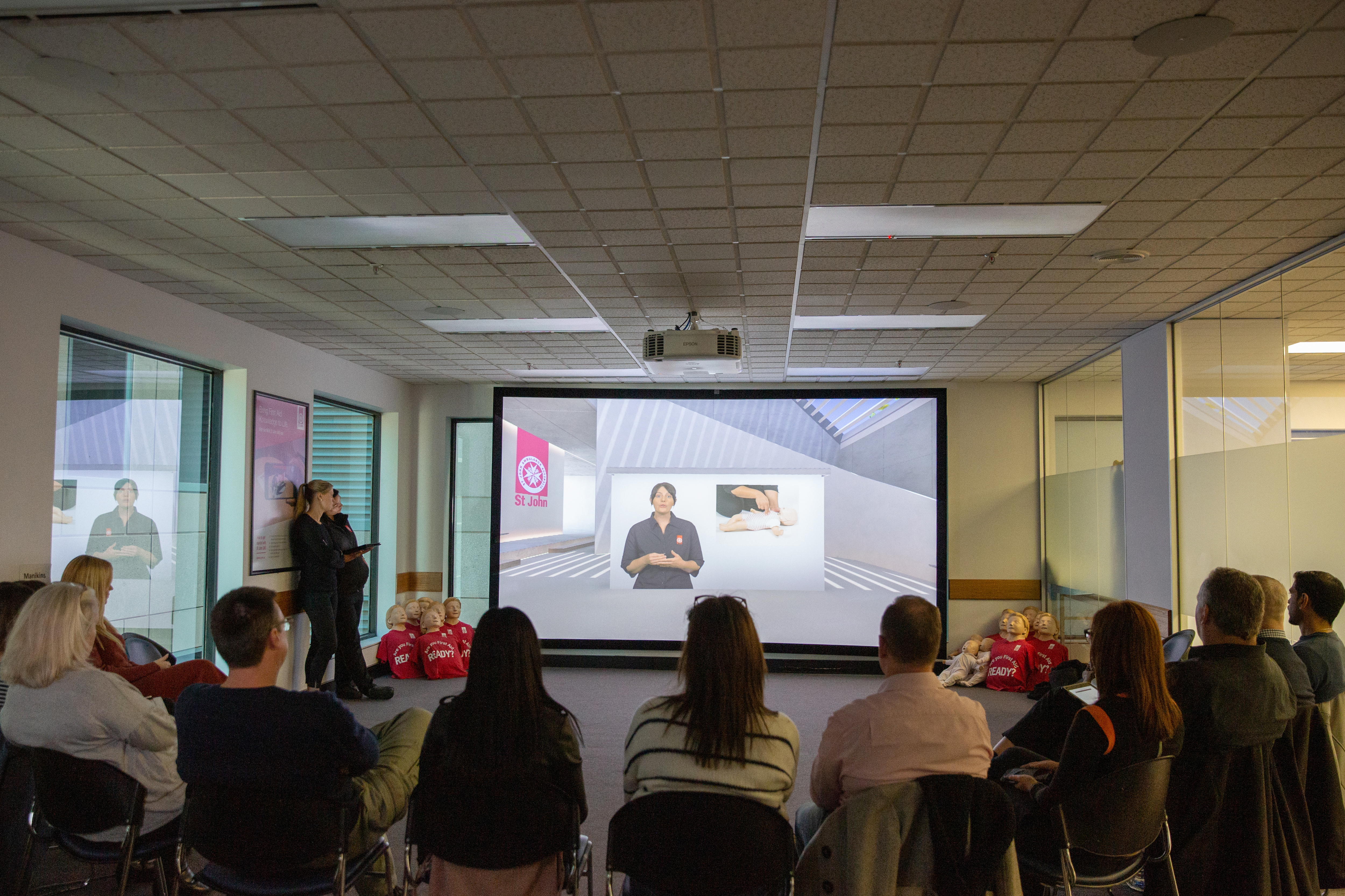 St John first aid training - group screen immersion delivery students