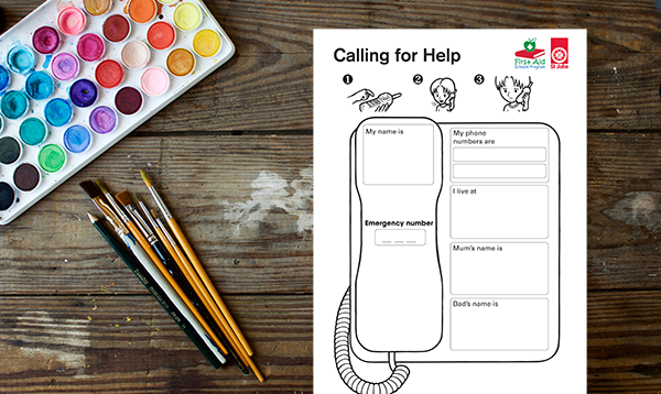 St John First Aid in Schools Program free resource - Calling for help worksheet