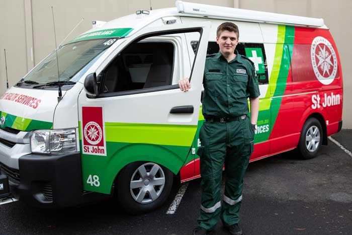 st john first aid at events volunteer with st john vehicle