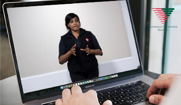 Laptop showing first aid training virtual classroom