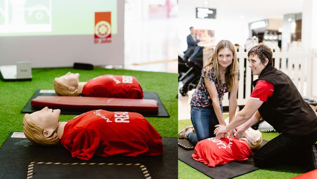 St John CPR lab lite in shopping centre