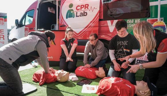 CPR Lab setup outdoors and taught by our CPR instructors