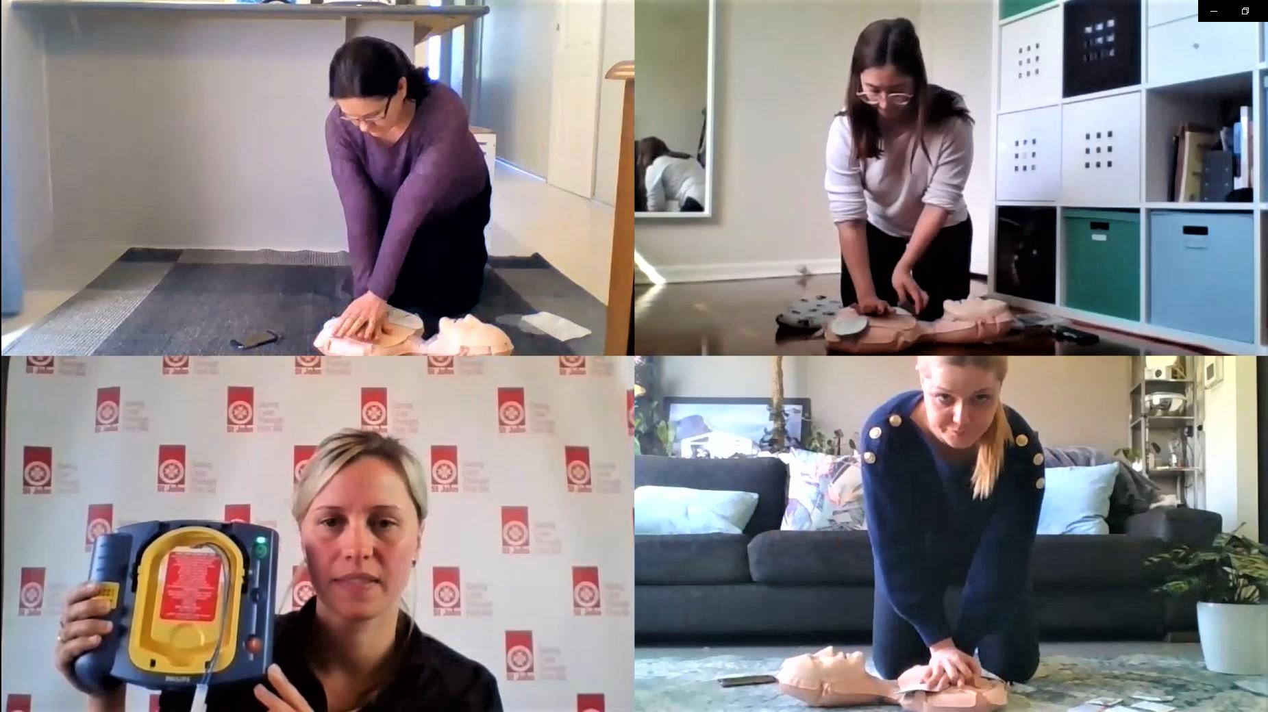 St John Virtual Classroom first aid on laptop