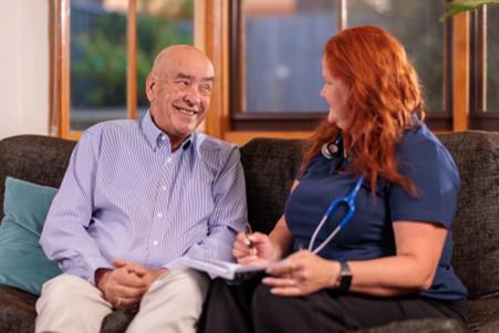 Seniors Community Care Nurse with client in home