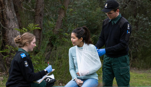 St John Ambulance Victoria youth member volunteers providing first aid