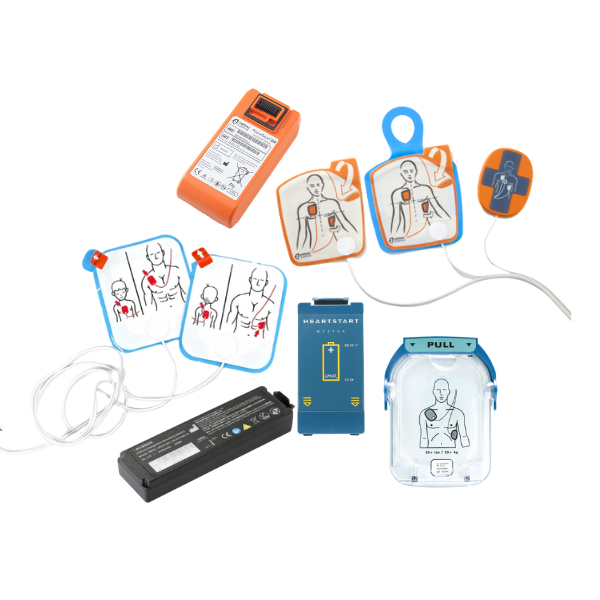 Defibrillator pads, batteries and accessories