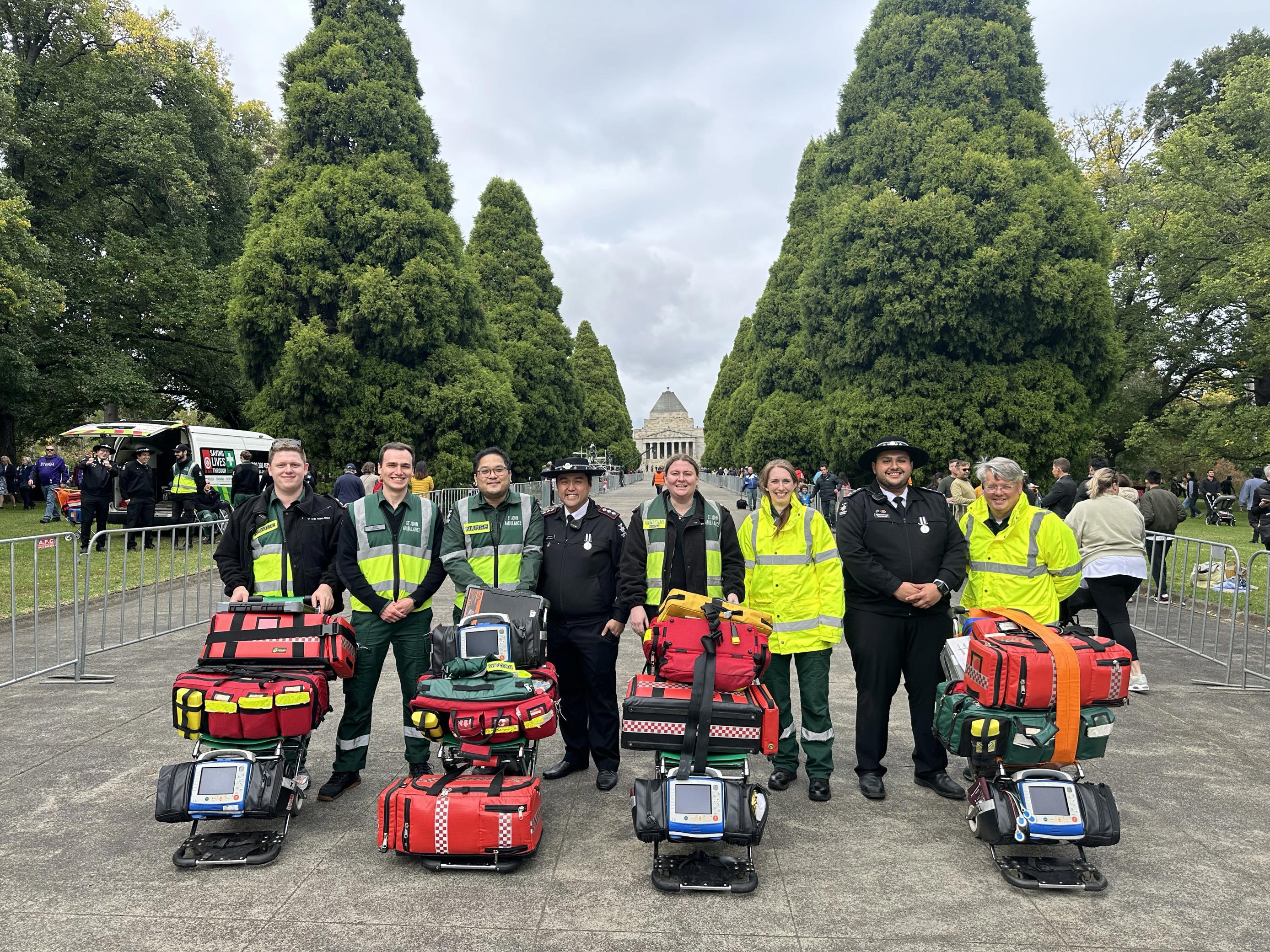 St John Ambulance Victoria volunteers providing event first aid on Anzac Day