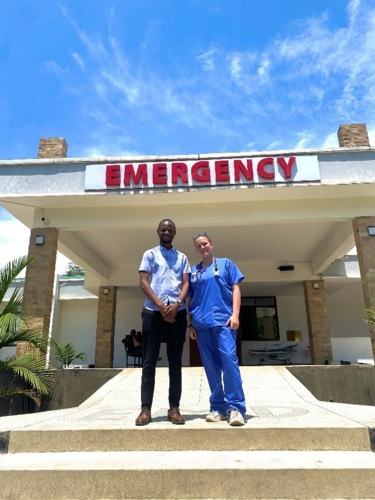 Jordan in front of the emergency department in Africa