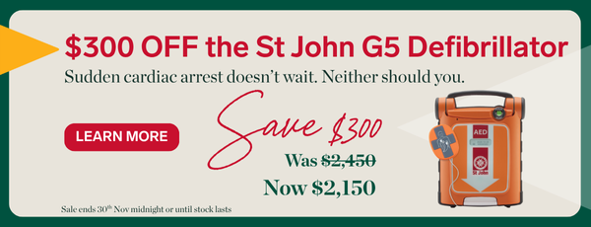 Save $300 OFF the St John G5 Defibrillator.